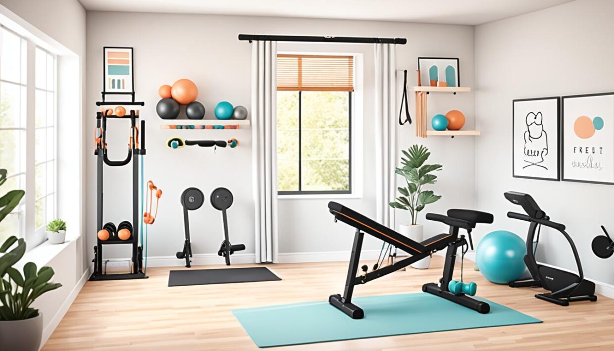 home gym setup with beginner equipment and space-saving ideas